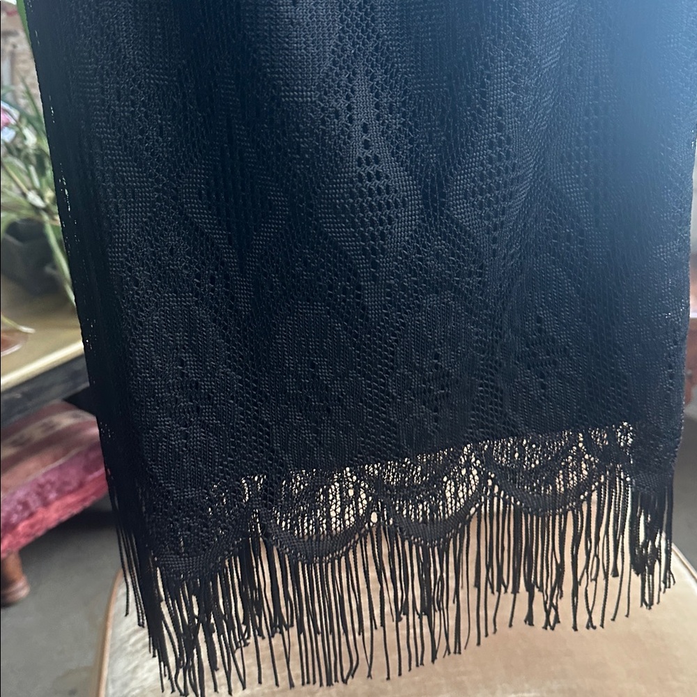 Lined Lace fabric  Rayon Mix Cocktail Party Little Black dress Fringes hem - Picture 10 of 16